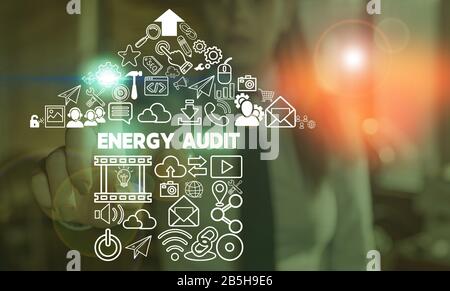 Handwriting text Energy Audit. Conceptual photo assessment of the energy needs and efficiency of a building Stock Photo