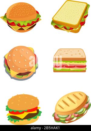 Illustration of burger and sandwich , with white background vector Stock Vector