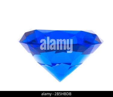 Large blue diamond luxury accessory isolated on white background Stock Photo
