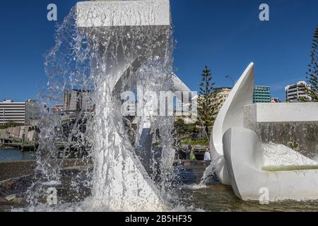 Albatross Water Feature, Frank Kitts Park, Wellington Stock Photo
