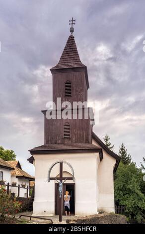 Church in Holloko, Paloc ethnographic village, UNESCO world heritage site, Cserhat Hills, Northern Uplands region, Hungary Stock Photo