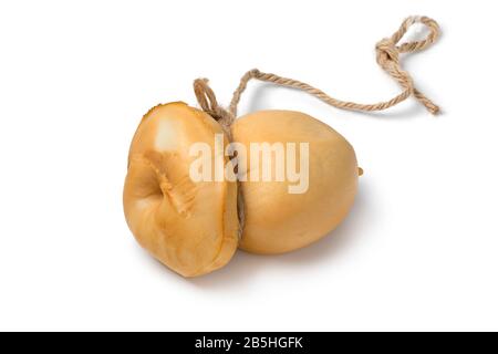 Whole Italian Scamorza Affumicata close up isolated on white background Stock  Photo - Alamy