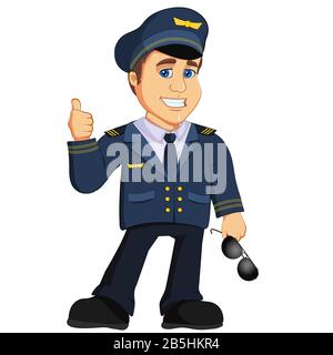 Pilot Aviation Captain Vector illustration cartoon mascot character Stock Vector