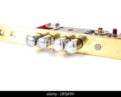 Door lock disassembled on a white background. Stock Photo