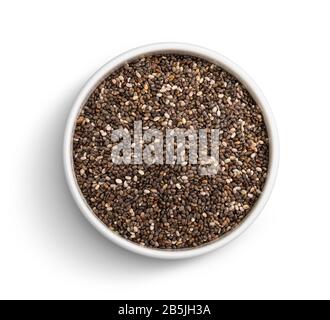 Chia seeds isolated on white background, top view Stock Photo