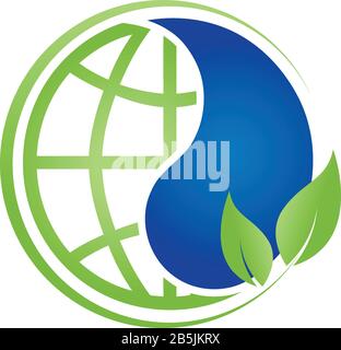 Drops, leaves, globe, logo Stock Vector