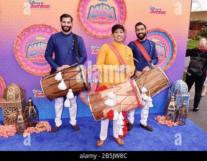 BURBANK, CA - MARCH 07: Dholnation attends the premiere of Disney Junior's 'Mira, Royal Detective' at Walt Disney Studios Main Theater on March 07, 2020 in Burbank, California. Stock Photo