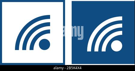 Signal internet. The symbol is located in a square frame. Vector blue icon. Stock Vector