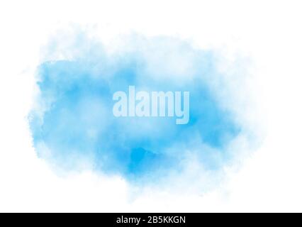 Blue watercolor ethereal cloud splash on white background for web site , template design or backdrop. Digital generated image. Stock Photo