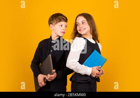 Web developer or designer. Study programming. Student with laptop computer. Child using pc. Life online. Modern information source. Surfing internet. Modern profession. Modern education for kids. Stock Photo