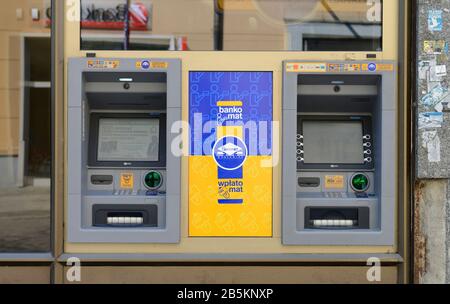 Geldautomat, Breslau, Niederschlesien, Polen Stock Photo