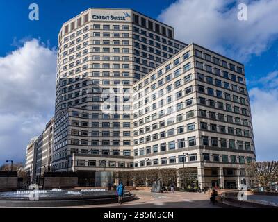 Credit Suisse Canary Wharf London. Credit Suisse UK Offices in Canary Wharf. Stock Photo