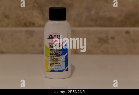 A bottle of isopropyl alcohol. Stock Photo