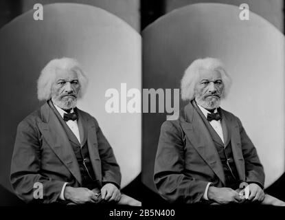 Frederick Douglass (1818-95), American Social Reformer, Abolitionist and Statesman, Half-Length Portrait, Stereo Card, Brady-Handy Collection, 1880 Stock Photo