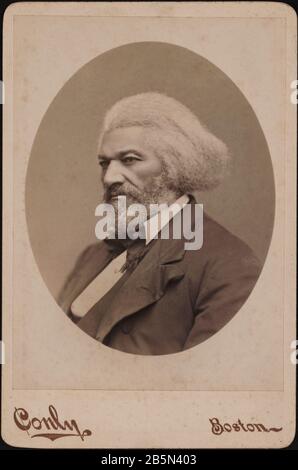 Frederick Douglass (1818-95), American Social Reformer, Abolitionist and Statesman, Head and Shoulders Portrait, photographic reproduction by C.F. Conly of portrait by George Kendall Warren, 1876 Stock Photo