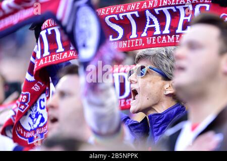 Harrison, New Jersey, USA. 8th Mar, 2020. USA supporters are seen during the SheBelives Cup match at Red Bull Arena in Harrison New Jersey USA defeats Spain 1 to 0 Credit: Brooks Von Arx/ZUMA Wire/Alamy Live News Stock Photo