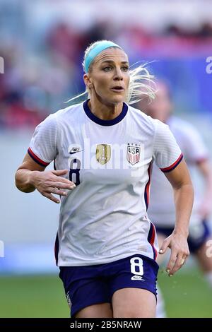 Harrison, New Jersey, USA. 8th Mar, 2020. USWNT midfielder JULIE ERTZ (8) is seen during the SheBelives Cup match at Red Bull Arena in Harrison New Jersey USA defeats Spain 1 to 0 Credit: Brooks Von Arx/ZUMA Wire/Alamy Live News Stock Photo