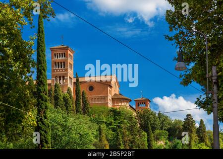 St Anselm on the Aventine in Rome, the seat of the Abbot Primate of all monks under the Rule of St Benedict and also a famous Pontifical Atheneum Stock Photo