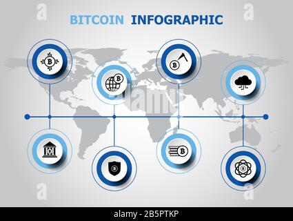 Infographic design with bitcoin icons, stock vector Stock Vector
