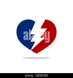 Broken Heart Thunderbolt Logo Template Illustration Design. Vector EPS 10. Stock Photo