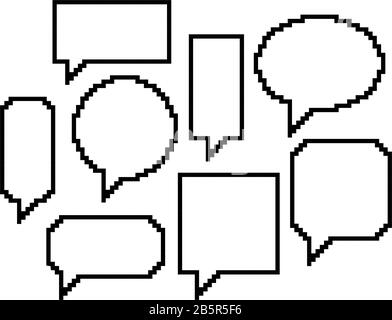 Pixel art, set of speech bubbles Stock Vector