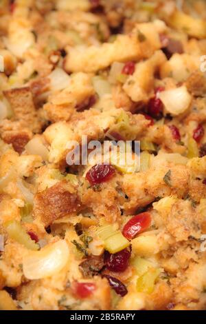 Close Up of Stuffing with Cranberries Stock Photo