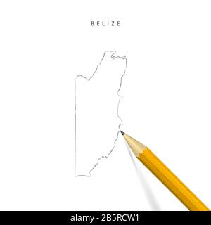 Belize Blank Map Isolated on White Background. High-Detailed Black ...