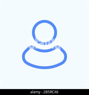 Line icon of the user or avatar. Rounded and thin line icon for your website menu on the light blue background. Stock Vector