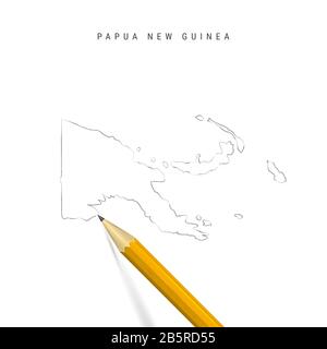 Papua New Guinea Blank Map Isolated on White Background. High-Detailed ...