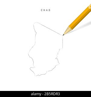 Chad sketch scribble map drawn on checkered school notebook paper ...