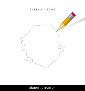 Sierra Leone Blank Map Isolated on White Background. High-Detailed ...