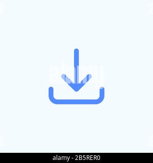 Download icon for the website design. Rounded and thin vector line icon of the download. Stock Vector
