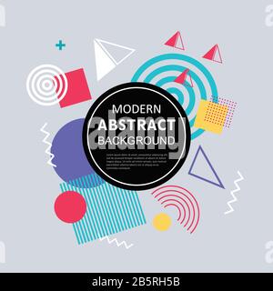 Modern geometric abstract pattern color full design with square badge. EPS 10 Vector. Use for background modern design, template, cover, decorated, br Stock Vector