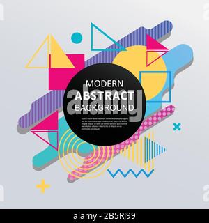 Modern geometric abstract pattern color full design with square badge. EPS 10 Vector. Use for background modern design, template, cover, decorated, br Stock Vector