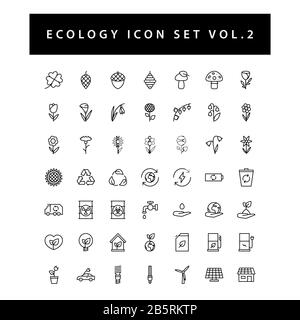 Ecology icon set with black color outline style design Vol.2 Stock Vector