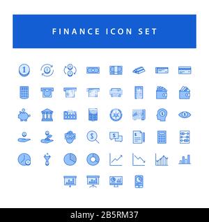 Business and finance icon set with filled outline style design. Stock Vector