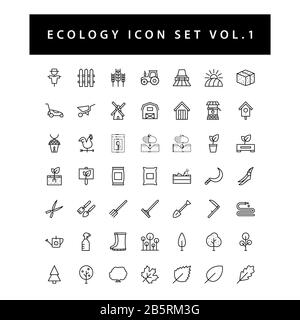 Ecology icon set with black color outline style design Vol.1 Stock Vector