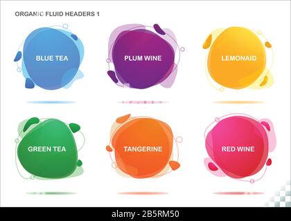 Abstract liquid shapes. Organic flowing forms. Vivid fluid background elemets Stock Vector