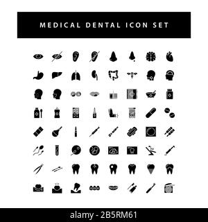 Medical icon set with black color glyph style design. Stock Vector