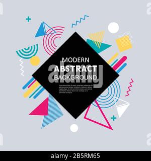 Modern geometric abstract pattern color full design with square badge. EPS 10 Vector. Use for background modern design, template, cover, decorated, br Stock Vector