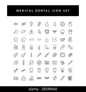 Medical icon set with black color outline style design. Stock Vector
