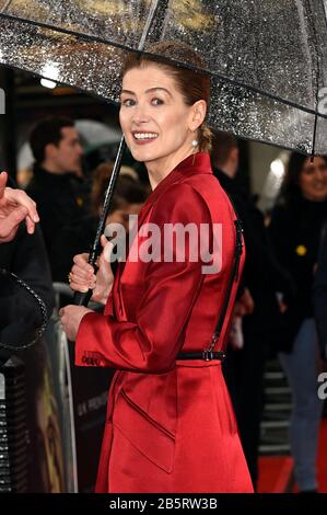 London, UK. 08th Mar, 2020. Rosamund Pike attends the Premiere of Radioactive held at the Curzon Mayfair in London. Credit: SOPA Images Limited/Alamy Live News Stock Photo