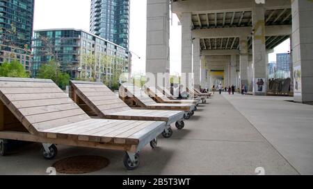 The Bentway - public park under the flying over the highway bridge Stock Photo