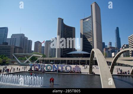 Nathan Phillips Square  with Toronto Sign Stock Photo