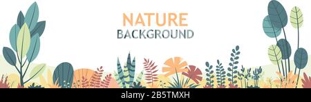 Flat nature background with copy space for text, for banner, greeting card, poster and advertising. Vector Illustrations with separate layers. Stock Vector