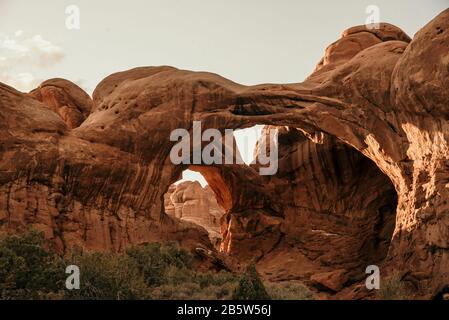 Double Arch in Arches National Park Stock Photo