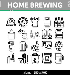Home Brewing Beer Collection Icons Set Vector Stock Vector