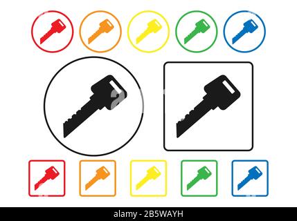 Set of colored key icons. Simple flat design Stock Vector
