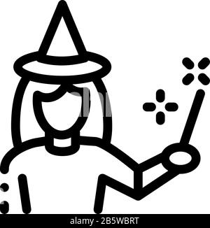 Wizard Woman Icon Vector Outline Illustration Stock Vector