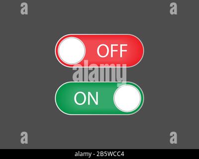 Off, on, toggle icon. Vector illustration, flat design. Stock Vector